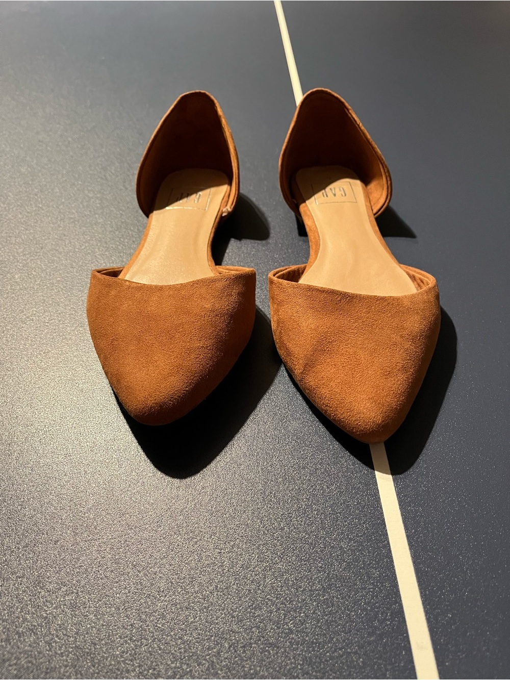 GAP Tan Suede Pointed-Toe D'Orsay Flats